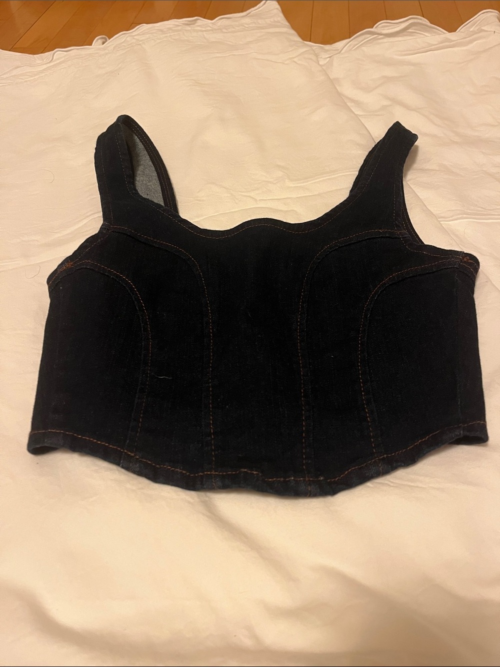 BDG Black Denim Cropped Bustier Tank